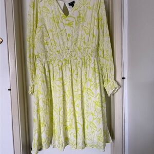 Torrid Yellow Floral Long Sleeve Dress